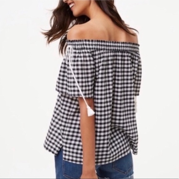 LOFT Off The Shoulder Gingham Top